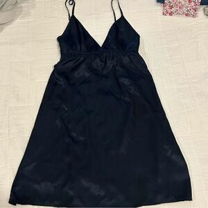 Midnight Blue Satin Slip Dress